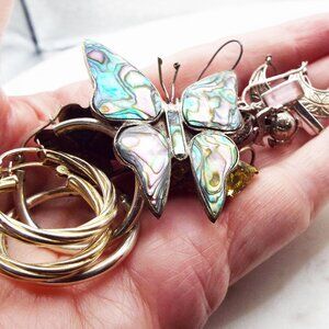 8 PR. STERLING SILVER MARKED PIERCED EARRINGS + BONUS ALPACA BUTTERFLY 77